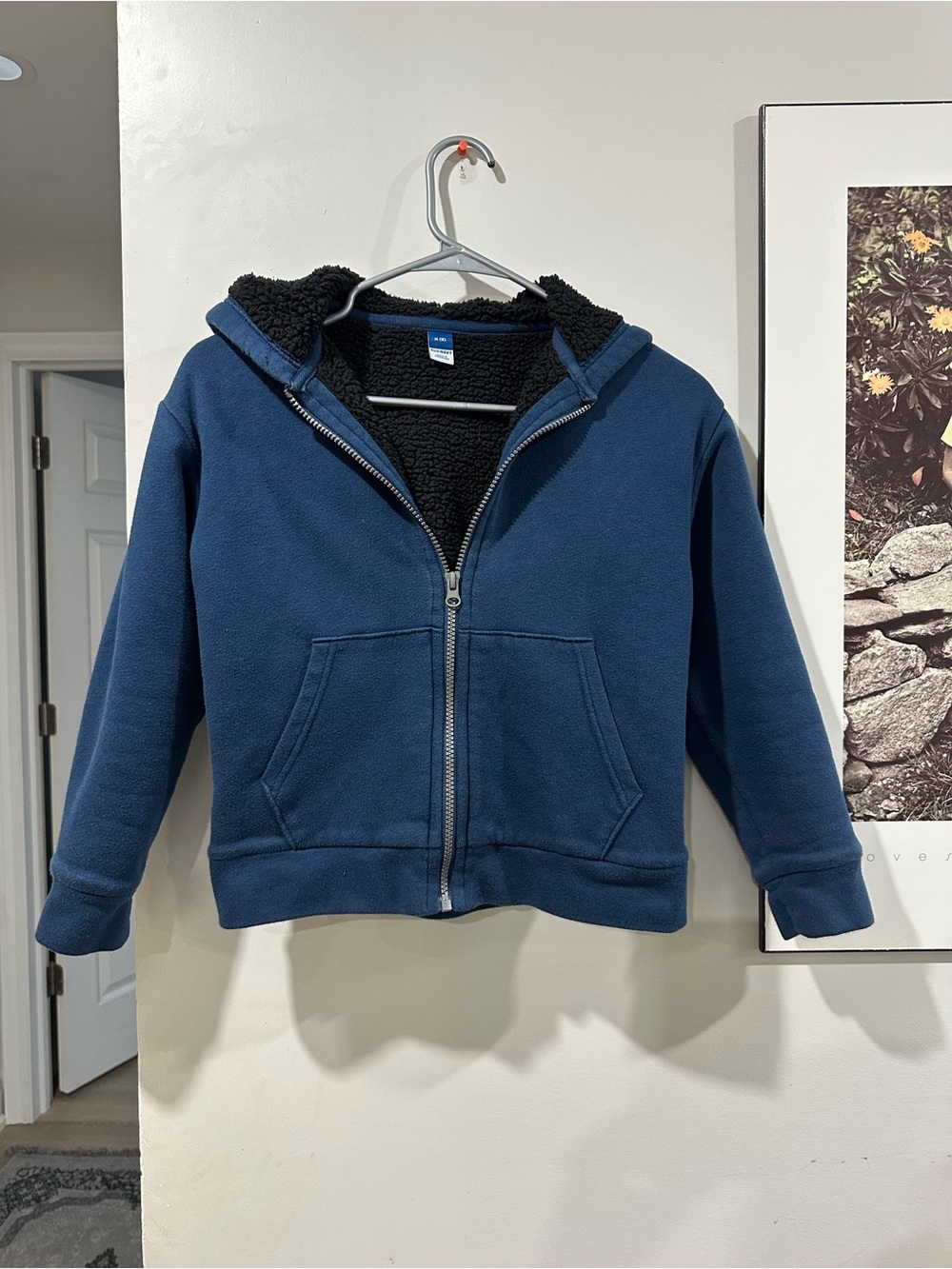 Kids Blue Sherpa-Lined Zip Hoodie Jacket